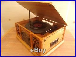Retro Wooden Vintage Vinyl Record Player Radio CD Cassette Excellent Condition