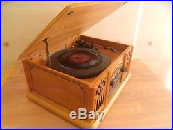 Retro Wooden Vintage Vinyl Record Player Radio CD Cassette Excellent Condition