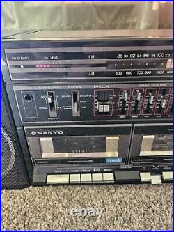 SANYO C35 Boombox Dual Cassette Recorder AM/FM Portable Radio Vintage Rare