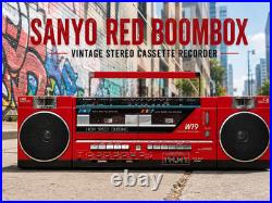 SANYO RED BOOMBOX? RaRe? Vintage Stereo Cassette Recorder
