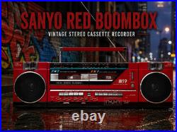 SANYO RED BOOMBOX? RaRe? Vintage Stereo Cassette Recorder