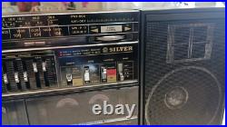SILVER SR 2040 Rare Vintage Cassete Boombox Japan Retro Warranty SILVER SR 2040 Rare Vintage Cassete Boombox Japan Retro Warranty