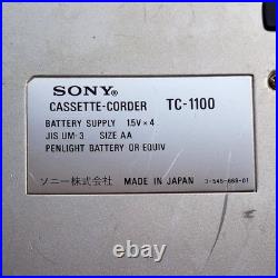 SONY TC-1100 Portable Cassette Recorder Music Speech Vintage Fully Functional