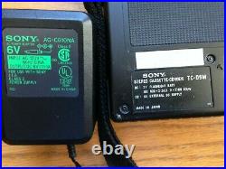 SONY TC-D5M VINTAGE Portable Cassette Recorder. + SONY ADAPTER 6V DC