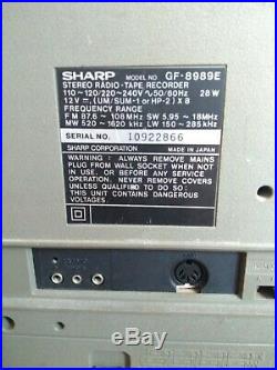 Sharp GF-8989 Stereo Radio Cassette Recorder Vintage Boombox Ghetto Blaster