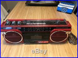 Sharp QT 25 Z(R) Boombox Stereo Radio Cassette Recorder Red Vintage Japan Tested