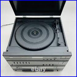 Sharp SG-F800 Black 33/45 RPM Record Player 2-Slot Cassette AM-FM Radio Vintage