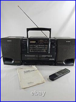 Sony Boombox Mega Bass CFD-555 With Remote CD Radio Cassette Recorder Vintage