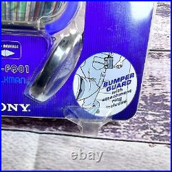 Sony Freq WALKMAN CLEAR Blue Stereo Cassette Tape Player & Bumper Guard RARE Vtg
