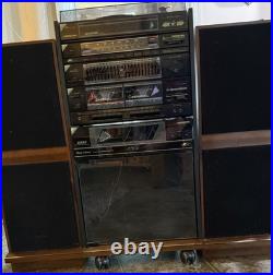 Soundesign 6871 AM/FM Cassette Turntable Stereo Wide Range Speakers, Cabinet VTG