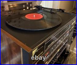 Soundesign 6871 AM/FM Cassette Turntable Stereo Wide Range Speakers, Cabinet VTG