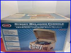 Sunset Melodies Console Classic Csl-1 Turntable CD Cassette Radio Speakers Vint