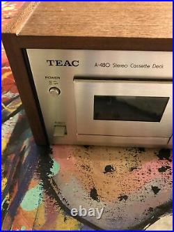 TEAC A-480 Stereo Cassette Deck Vintage Player Recorder Powers On FOR PARTS