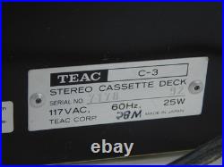 Teac C-3 Vintage Stereo Cassette Deck Recorder (needs belt, works with line-in) Teac C-3 Vintage Stereo Cassette Deck Recorder (needs belt, works with line-in)