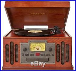 Turntable Record Player Vintage Style Radio Stereo Speakers CD Cassette Aux New
