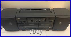VINTAGE Boombox Aiwa CA-W37U Stereo FM AM Radio Dual Cassette Player Recorder
