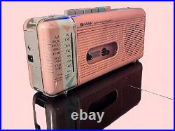 VINTAGE Pink SHARP Stranger Things QT-5P AM/FM Radio Cassette Recorder WORKS