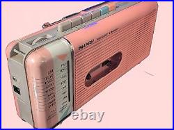 VINTAGE Pink SHARP Stranger Things QT-5P AM/FM Radio Cassette Recorder WORKS