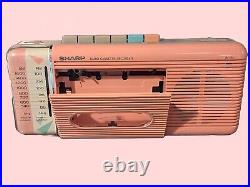 VINTAGE Pink SHARP Stranger Things QT-5P AM/FM Radio Cassette Recorder WORKS