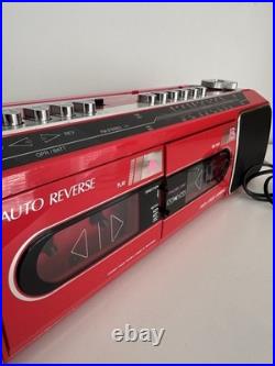 VINTAGE SANYO M W737K RED RADIO BOOMBOX DUAL CASSETTE RECORDER AM/FM Read VINTAGE SANYO M W737K RED RADIO BOOMBOX DUAL CASSETTE RECORDER AM/FM Read