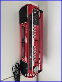 VINTAGE SANYO M W737K RED RADIO BOOMBOX DUAL CASSETTE RECORDER AM/FM Read VINTAGE SANYO M W737K RED RADIO BOOMBOX DUAL CASSETTE RECORDER AM/FM Read