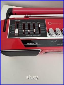 VINTAGE SANYO M W737K RED RADIO BOOMBOX DUAL CASSETTE RECORDER AM/FM Read VINTAGE SANYO M W737K RED RADIO BOOMBOX DUAL CASSETTE RECORDER AM/FM Read