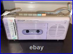 VINTAGE SHARP QT-5 (L) RADIO CASSETTE RECORDER 80's PURPLE STRANGER THINGS WORKS