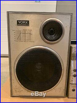VINTAGE YORX M2680 AM-FM Stereo Cassette 8 Track Record Player Set with Speakers