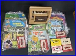 VTG Fisher Price Cassette Tape Recorder 1980s # 826 With 7 Books & 9 Tapes