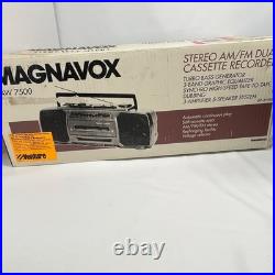 VTG Magnavox AW7500 AM/FM Dual Cassette Player Turbo Bass Generator Gray