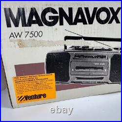 VTG Magnavox AW7500 AM/FM Dual Cassette Player Turbo Bass Generator Gray