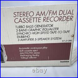 VTG Magnavox AW7500 AM/FM Dual Cassette Player Turbo Bass Generator Gray