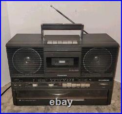 VTG PANASONIC Boombox SG-J555 Cassette Record Player Turntable Am/fm Radio Works