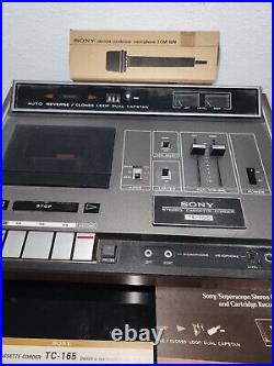 VTG SONY TC-165 Stereo Cassette Recorder Tape Deck & ECM-18N MIC (Works Well)