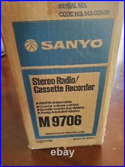 VTG Sanyo M9706 Boombox Radio Cassette Recorder Never Used Original Box