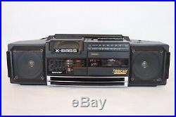 VTG Sharp Boombox Stereo Radio Dual Cassette Recorder X BASS WQ-T354 Tested