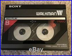 VTG Sony Double Cassette Recorder Walkman in Case WM-W800 AS IS + Headphones