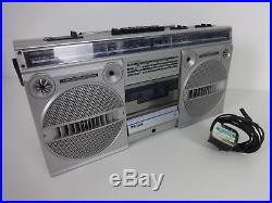 Vintage 1980 Boombox Philips D8134 4 Band Stereo Radio Cassette Recorder Silver