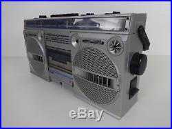 Vintage 1980 Boombox Philips D8134 4 Band Stereo Radio Cassette Recorder Silver