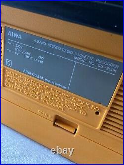 Vintage 1980s AIWA CS-200 4 Band Stereo Cassette Recorder Boom Box Orange Rare