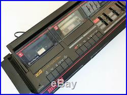 Vintage 1980s Hitachi Stereo Cassette Recorder TRK-3D8E Boombox Sub Woofer