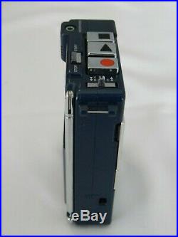 Vintage 1982 Sony AM/FM Radio Microcassette Recorder M-80 Metallic NAVY BLUE