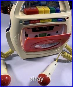 Vintage 1993 Playskool PS-455 Cassette Player Recorder Karaoke with 2 Mics WORKS