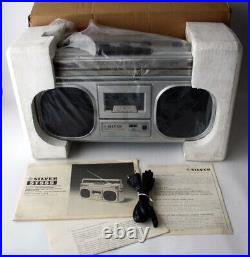 Vintage 70's Silver St555 Portable Cassette Tape Recorder Radio Boombox New Nos