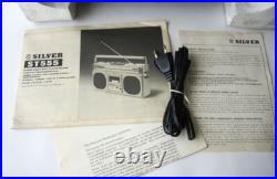 Vintage 70's Silver St555 Portable Cassette Tape Recorder Radio Boombox New Nos Vintage 70's Silver St555 Portable Cassette Tape Recorder Radio Boombox New Nos