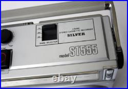 Vintage 70's Silver St555 Portable Cassette Tape Recorder Radio Boombox New Nos Vintage 70's Silver St555 Portable Cassette Tape Recorder Radio Boombox New Nos