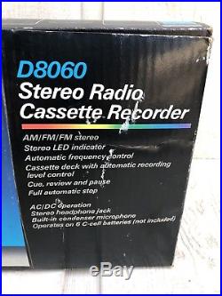 Vintage 80s MAGNAVOX D8060 BOOMBOX Stereo AM/FM Radio Cassette Recorder NOS RARE