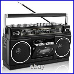 Vintage 80s Portable Boombox Cassette Player, AM/FM Radio, Bluetooth, USB, Hea