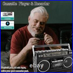 Vintage 80s Portable Boombox Cassette Player, AM/FM Radio, Bluetooth, USB, Hea