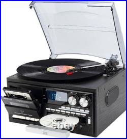 Vintage 9-in-1 Record Player Turntable with Bluetooth, CD, Cassette, USB, SD